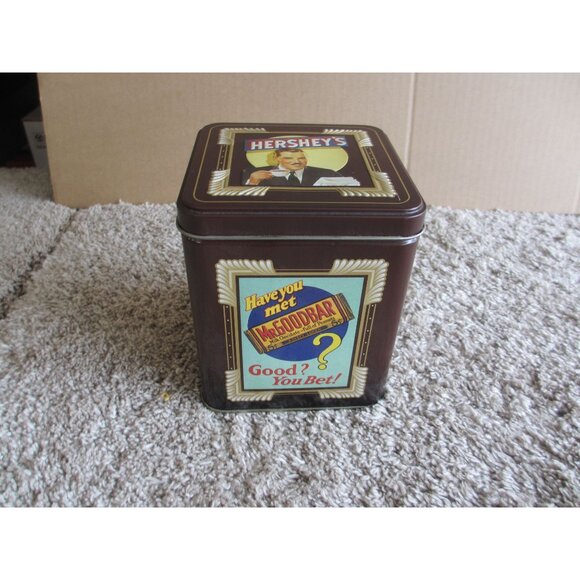 Hersheys Vintage-Inspired Square Chocolate Tin With Retro Advertising Graphics - Picture 2 of 4